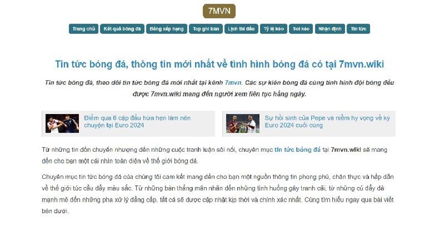 Khám phá chuyên mục tỷ số trực tuyến của 7MVN